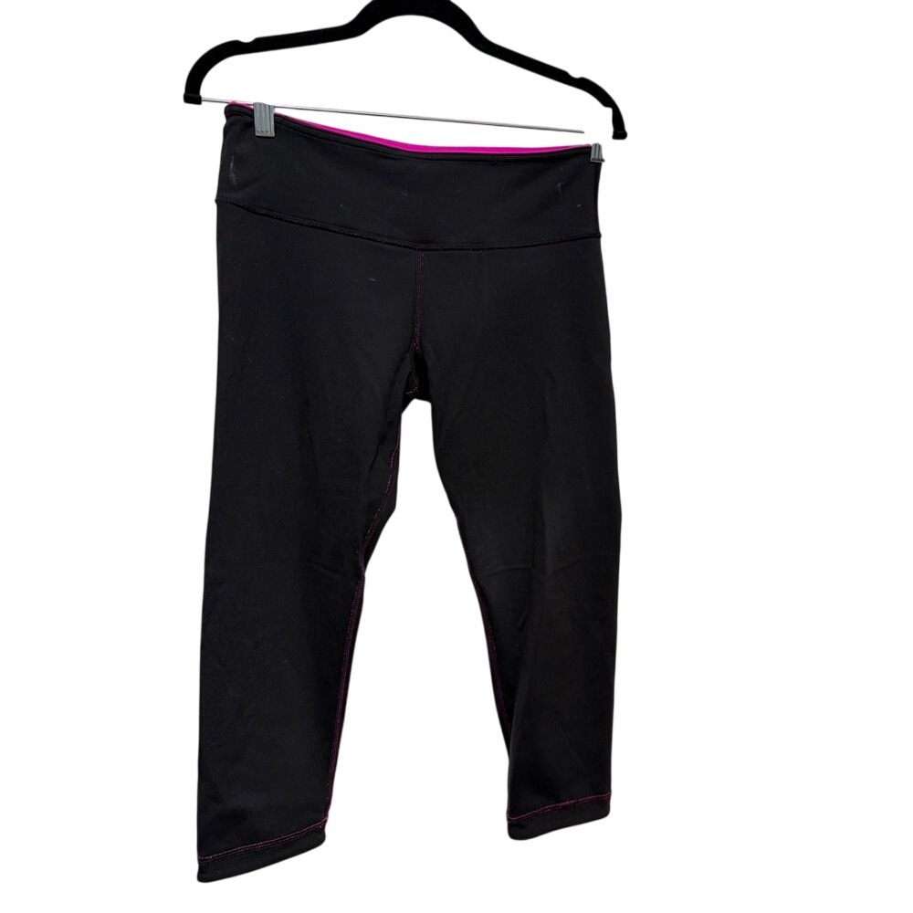 Lululemon Ankle Length Reversible Leggings sonic pink black women's 8 Capri gorp